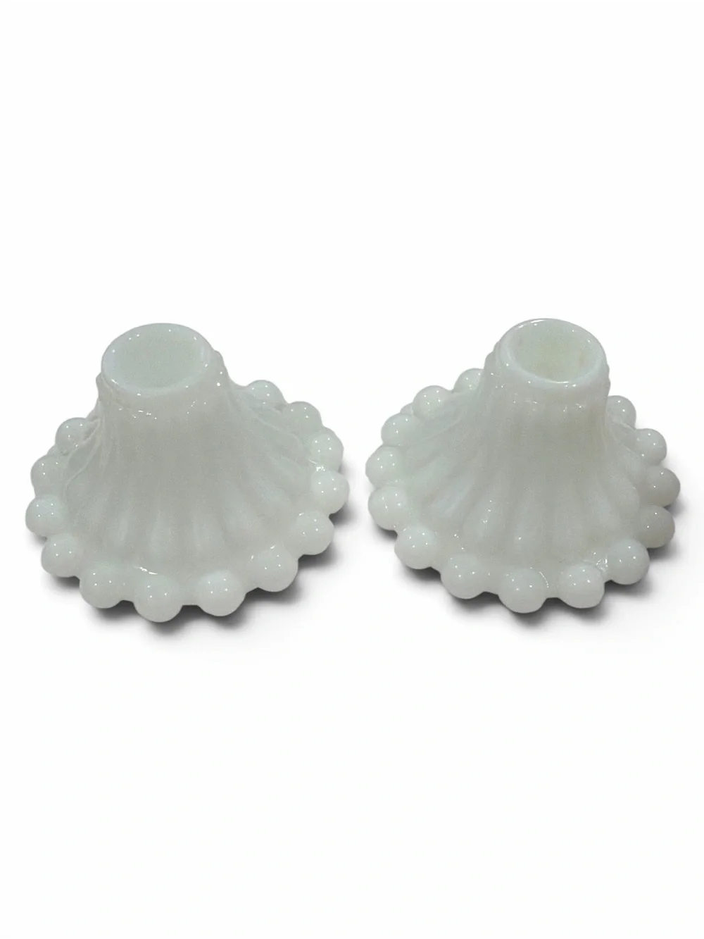 Vintage Anchor Hocking Berwick Boopie White Milk Glass Taper Candle Holders Set